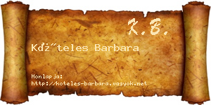 Köteles Barbara névjegykártya